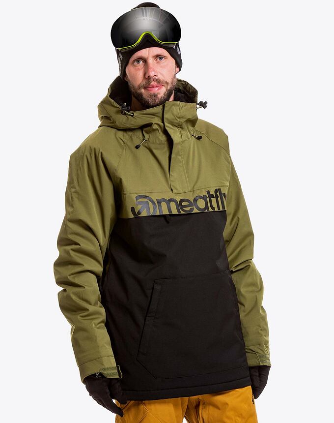 Pánska SNB & SKI bunda Meatfly Slinger Premium, Green Leaves/Black