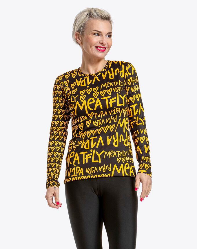 Dámske tričko s dlhým rukávom Pura Vida Shay, Yellow/Black