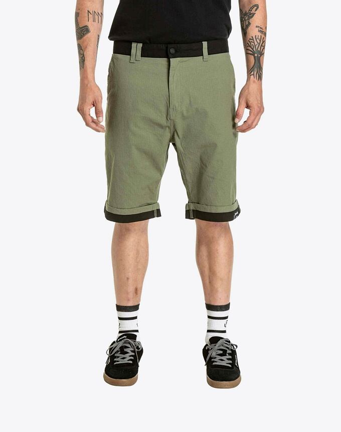 Pánske kraťasy Meatfly Barry 2.0, Olive / Black Ripstop