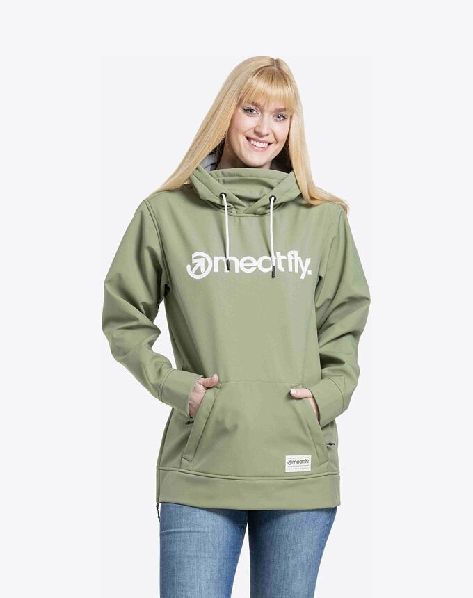 Dámska softshell bunda Meatfly Alita, Olive/White