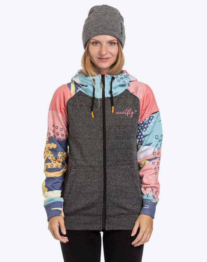 Dámska technická mikina Meatfly Alisha 4, C - Pastel Splash, Grey Heather