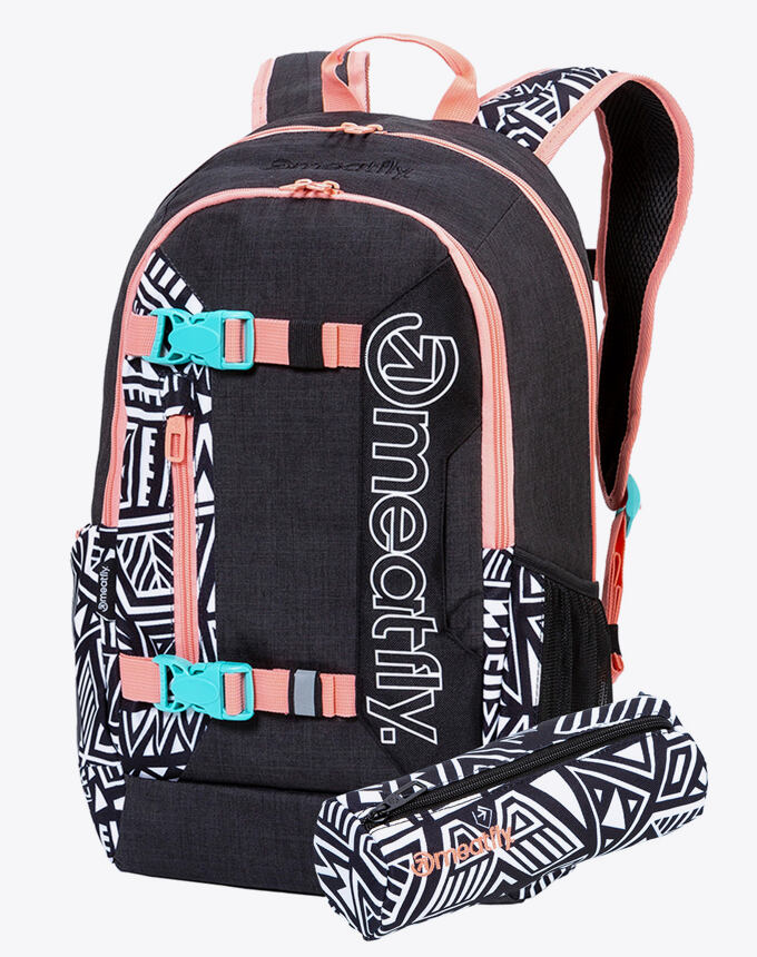 Batoh Meatfly Basejumper, Charcoal Heather/Dancing White, 22 L + Peračník ZADARMO