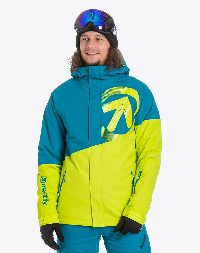 Pánska SNB & SKI bunda Meatfly Bang, Teal/Acid Lime