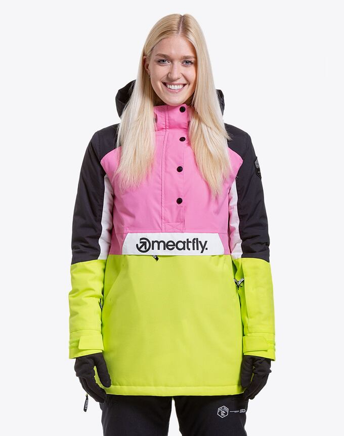 Dámska bunda SNB & SKI Meatfly Aiko, Acid Lime/Hot Pink