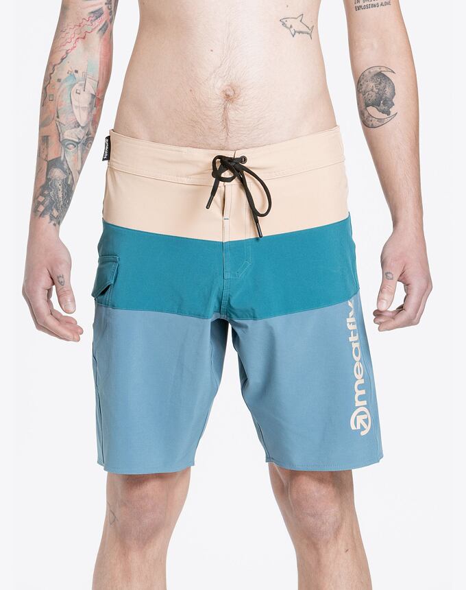 Pánske plavky Meatfly Mitch Boardshorts 21", Slate Blue / Latte