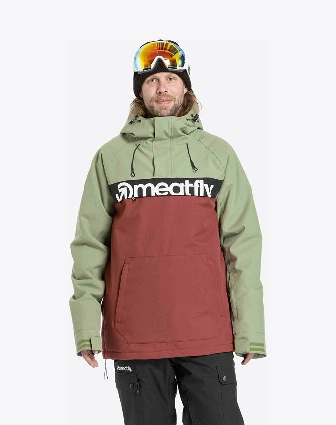 Pánska SNB & SKI bunda Meatfly Slinger, Oil Green / Merlot