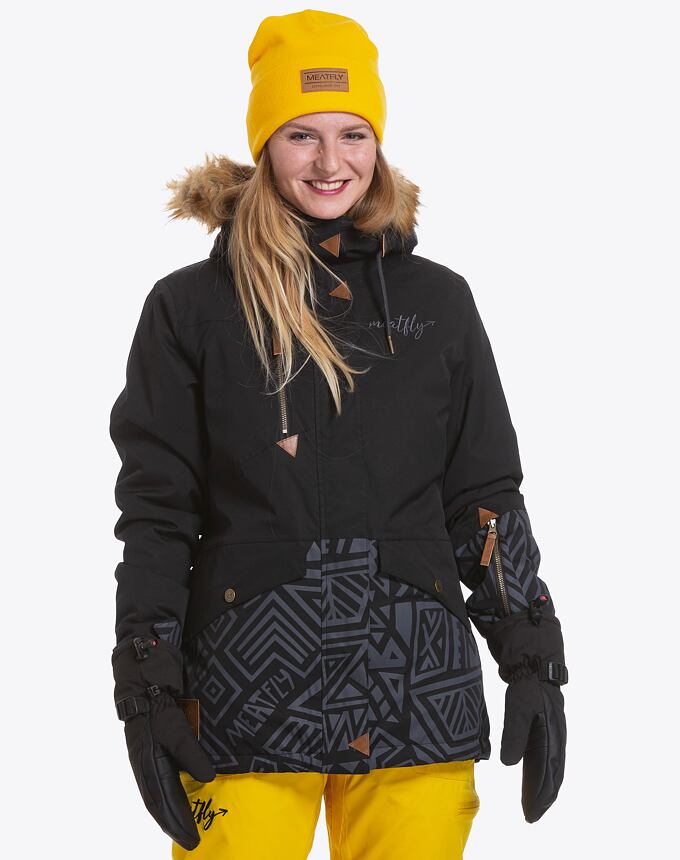 SNB & SKI bunda Meatfly Athena 2, Black Stripe, Dancing Shapes