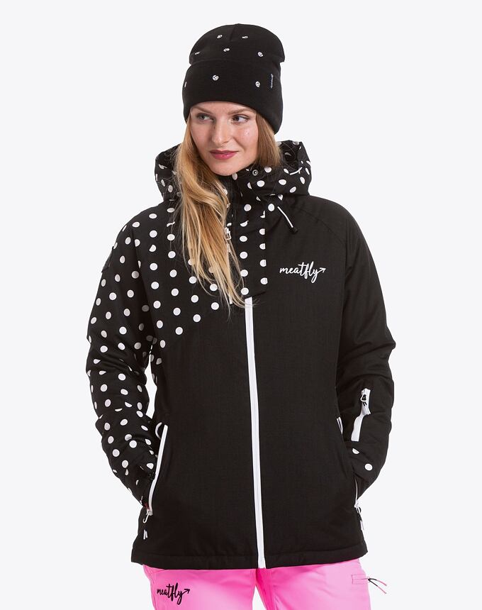 Dámska SNB & SKI bunda Meatfly Deborah, Black/White Dot