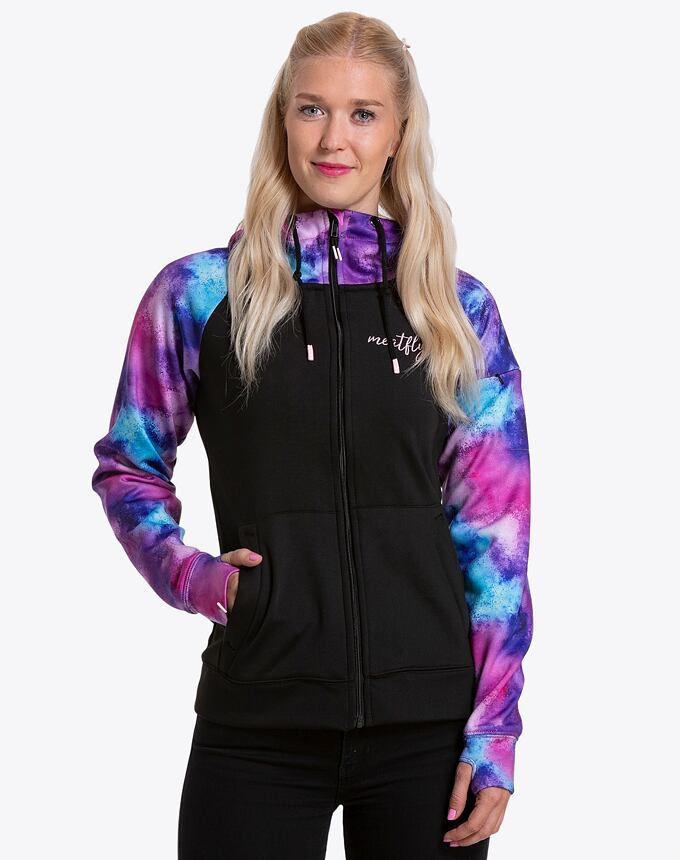 Dámska technická mikina Meatfly Alisha, Purple Aquarel/Black