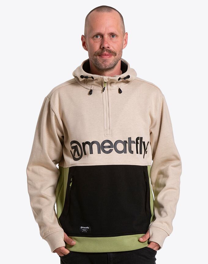 Pánska technická mikina Meatfly Tason, Sand/Black