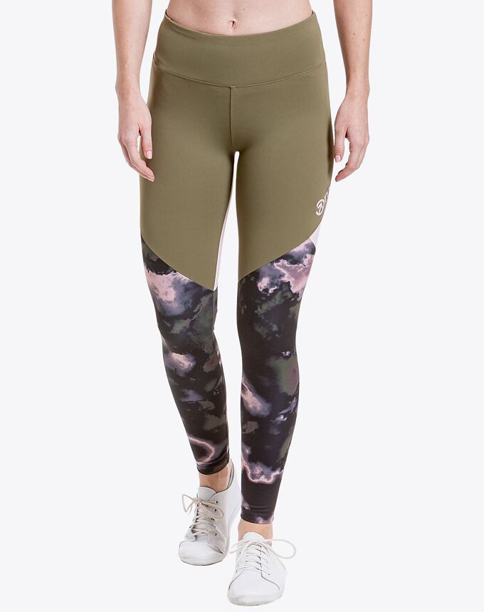 Dámske legíny Meatfly Arabel, Olive/Storm Camo Pink