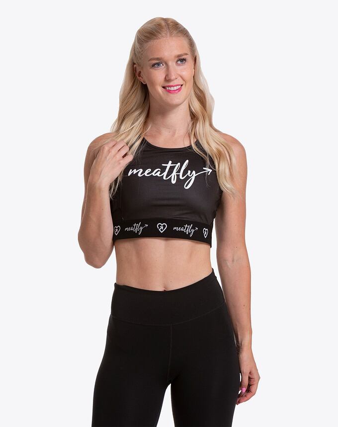 Dámska športová podprsenka Meatfly Evee, Logo Black