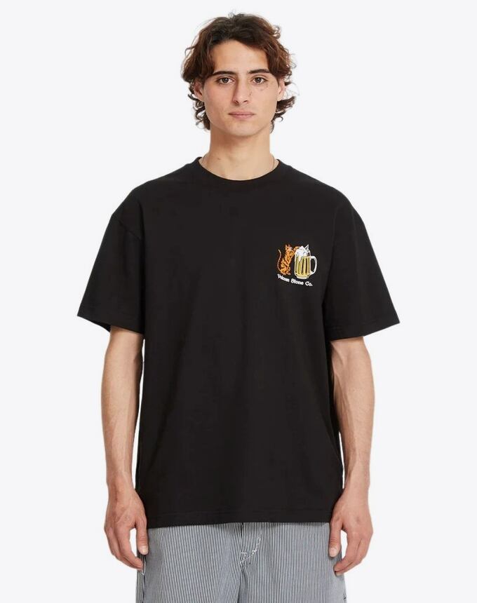 Pánske tričko Volcom Curious Cat, Black
