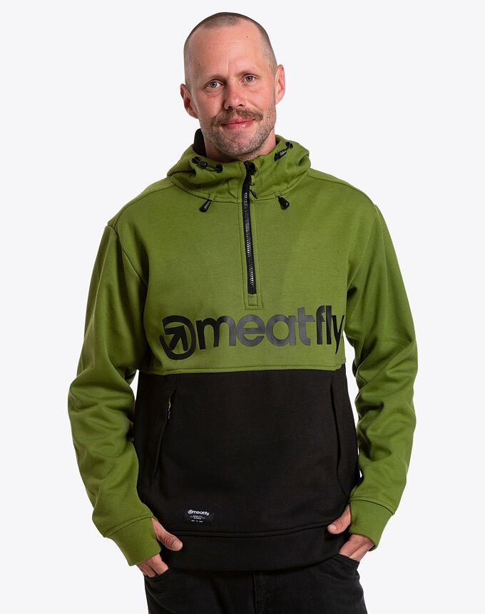 Pánska technická mikina Meatfly Tason, Calla Green / Black