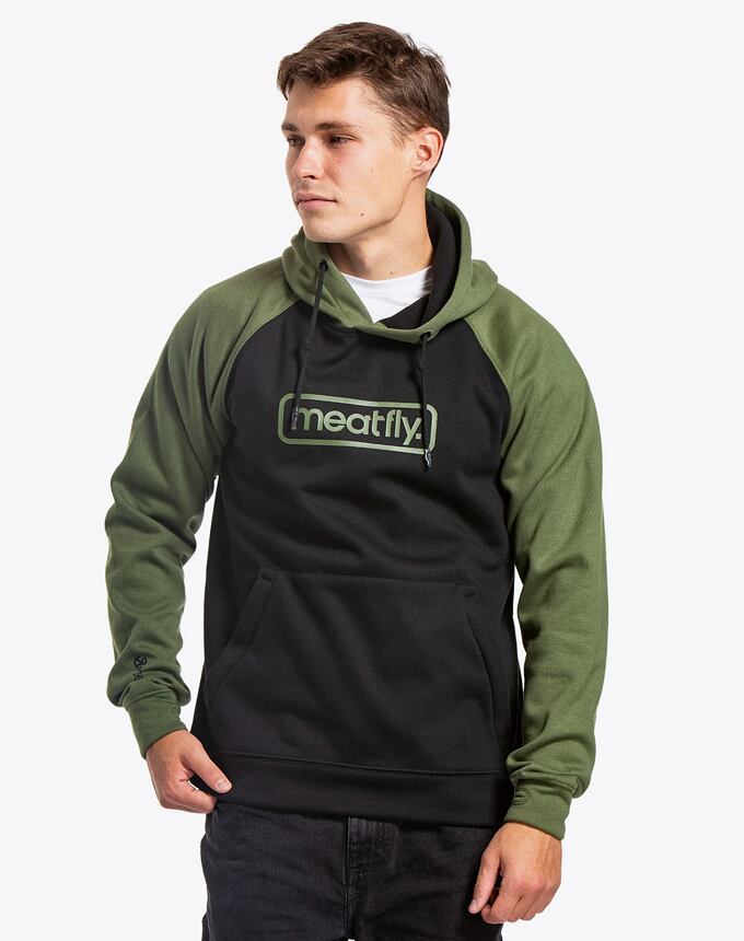 Pánska technická mikina Meatfly Gravel, Olive/Black