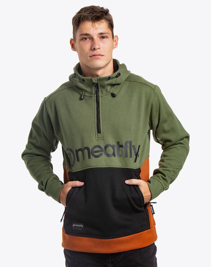 Pánska technická mikina Meatfly Tason, Olive/Black