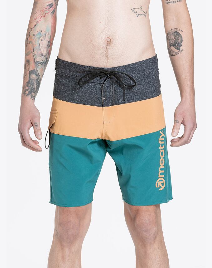 Pánske plavky Meatfly Mitch Boardshorts 21", Snake Green / Camel