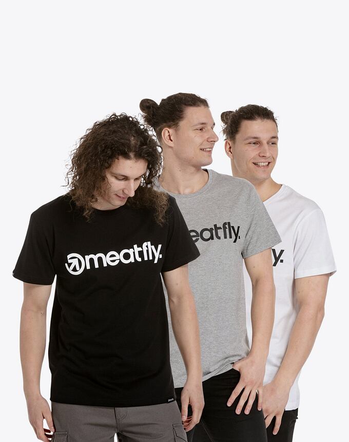 Balenie pánskych tričiek Meatfly MF Logo, Multipack, Black/Grey Heather/White