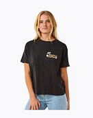 Dámske tričko Rip Curl Tiki Tropics Relaxed, Washed Black
