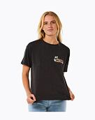 Dámske tričko Rip Curl Tiki Tropics Relaxed, Washed Black