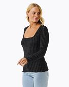 Dámske tričko Rip Curl Open Neck Cosy Ls, Black Marle