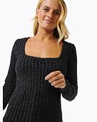 Dámske tričko Rip Curl Open Neck Cosy Ls, Black Marle