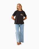 Dámske tričko Rip Curl Tiki Tropics Relaxed, Washed Black